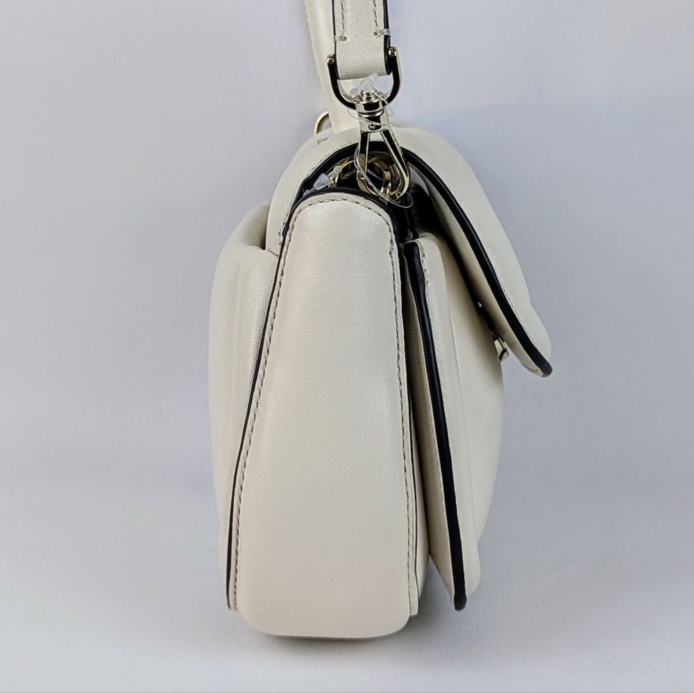kate spade Puffy Mini Handle Crossbody Bag Leather Parchment Winter White NWT - Picture 5 of 13